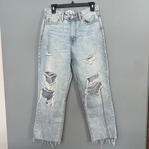 Daze Distressed Light Blue Straight-Leg Jeans Size 29